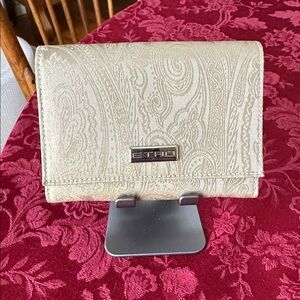 Etro Cream Paisley Fabric Compact Snap Wallet